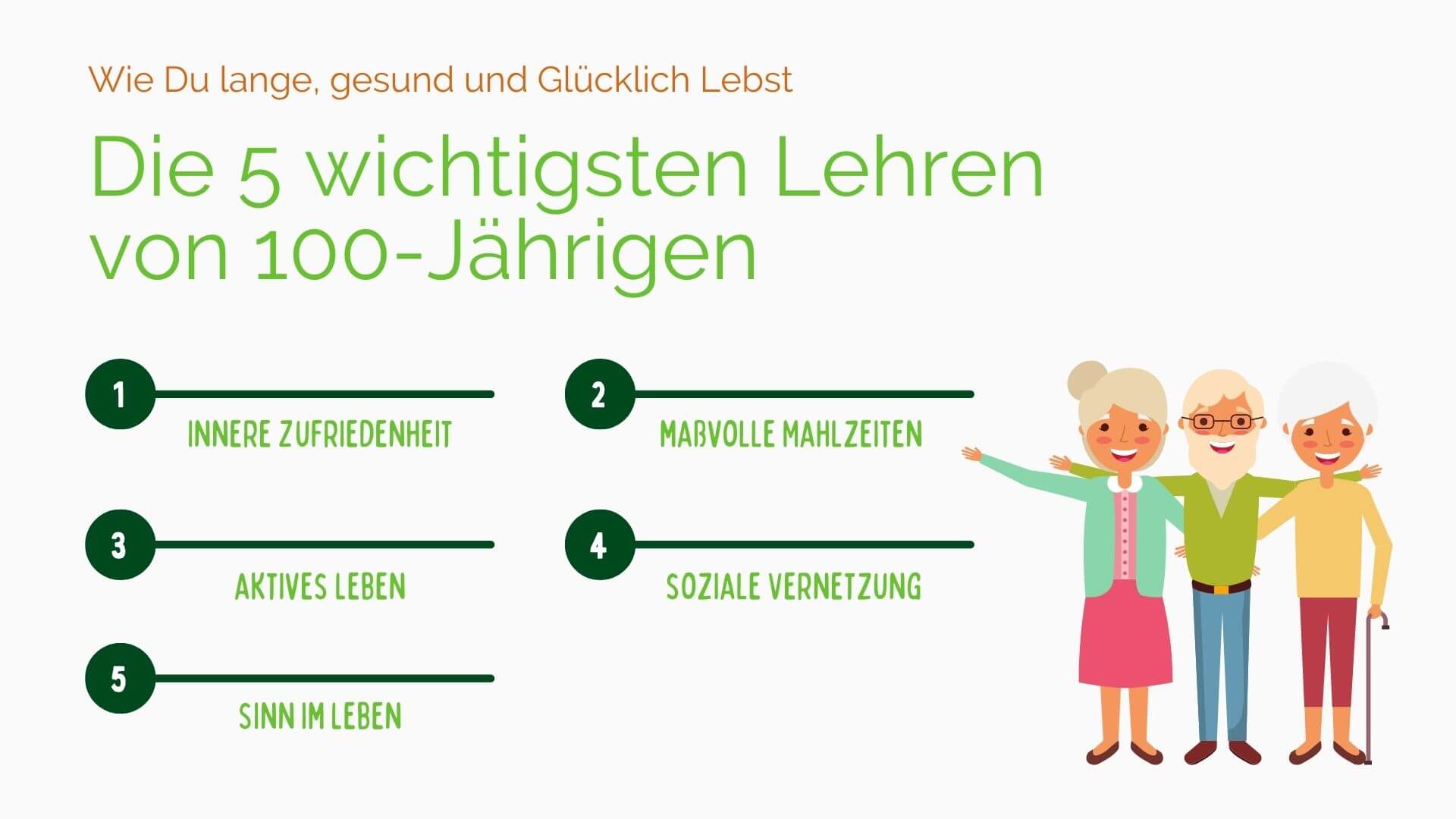 Lange Leben - Die 5 wichtigsten Lehren von 100-Jährigen Lange Leben - Die 5 wichtigsten Lehren von 100-Jährigen Infografik