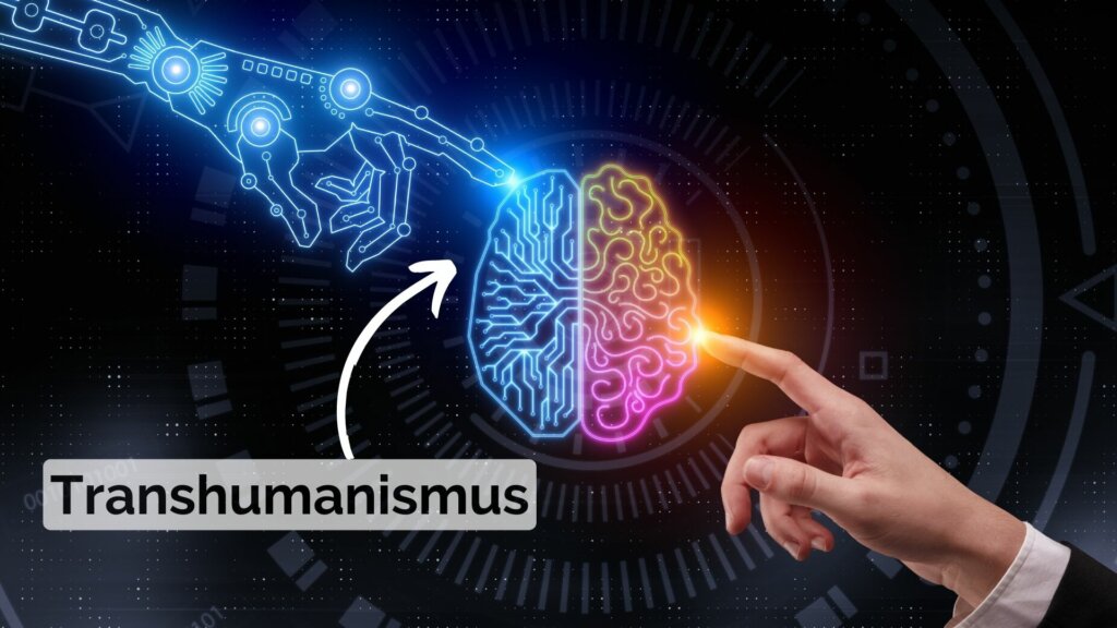 Mensch und Roboter berühren ein künstliches Gehirn - Der 4 Stufen-Plan der Transhumanisten